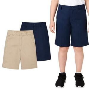 Slazenger Boys' Uniform Golf Shorts - Blue & Khaki Small